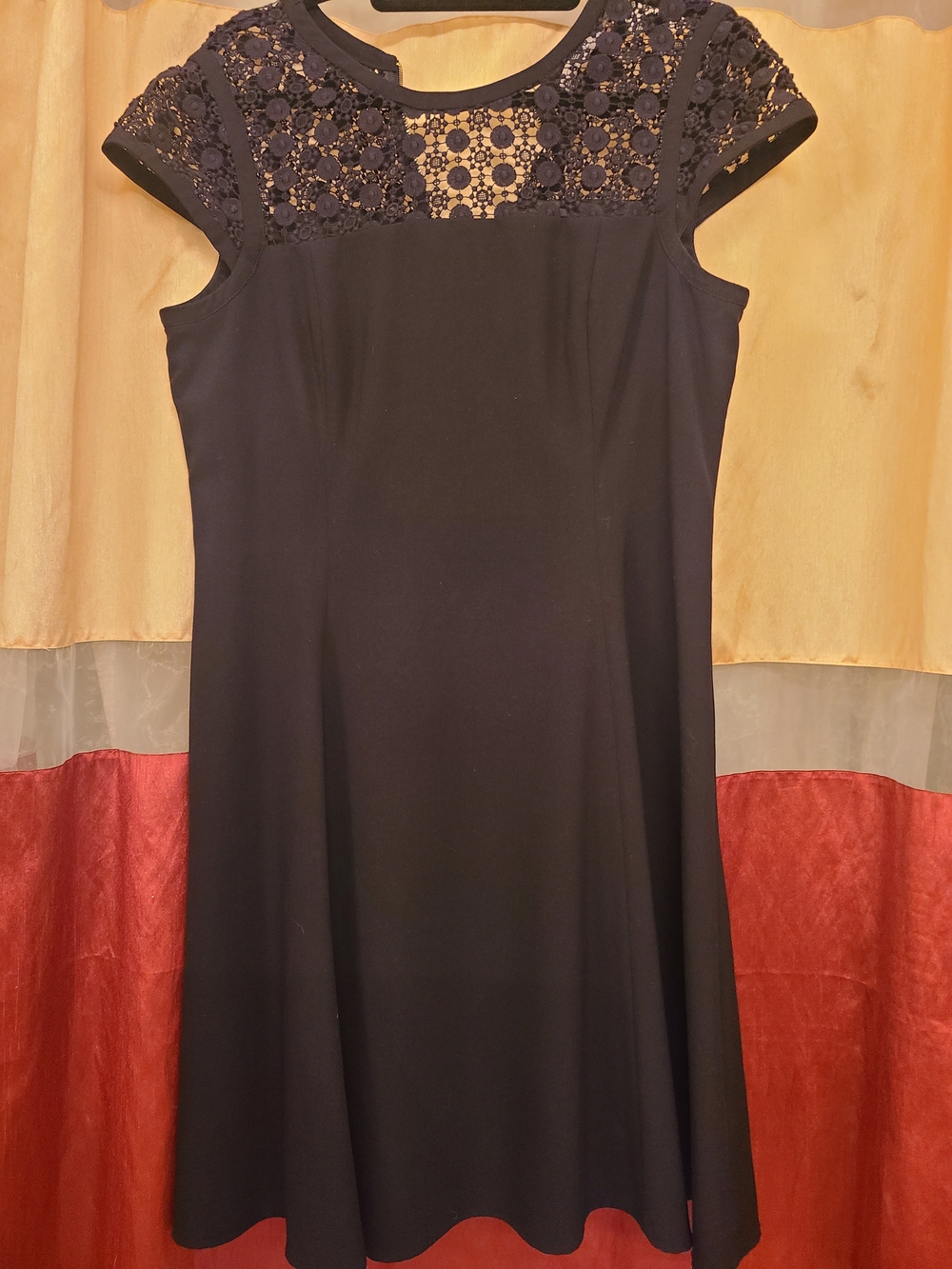 Calvin Klein Black Lace Yoke Midi Dress- Size 12